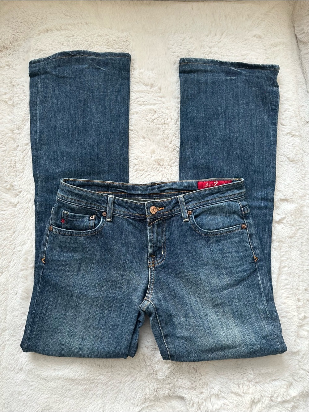 2000s style low rise mini boot jeans